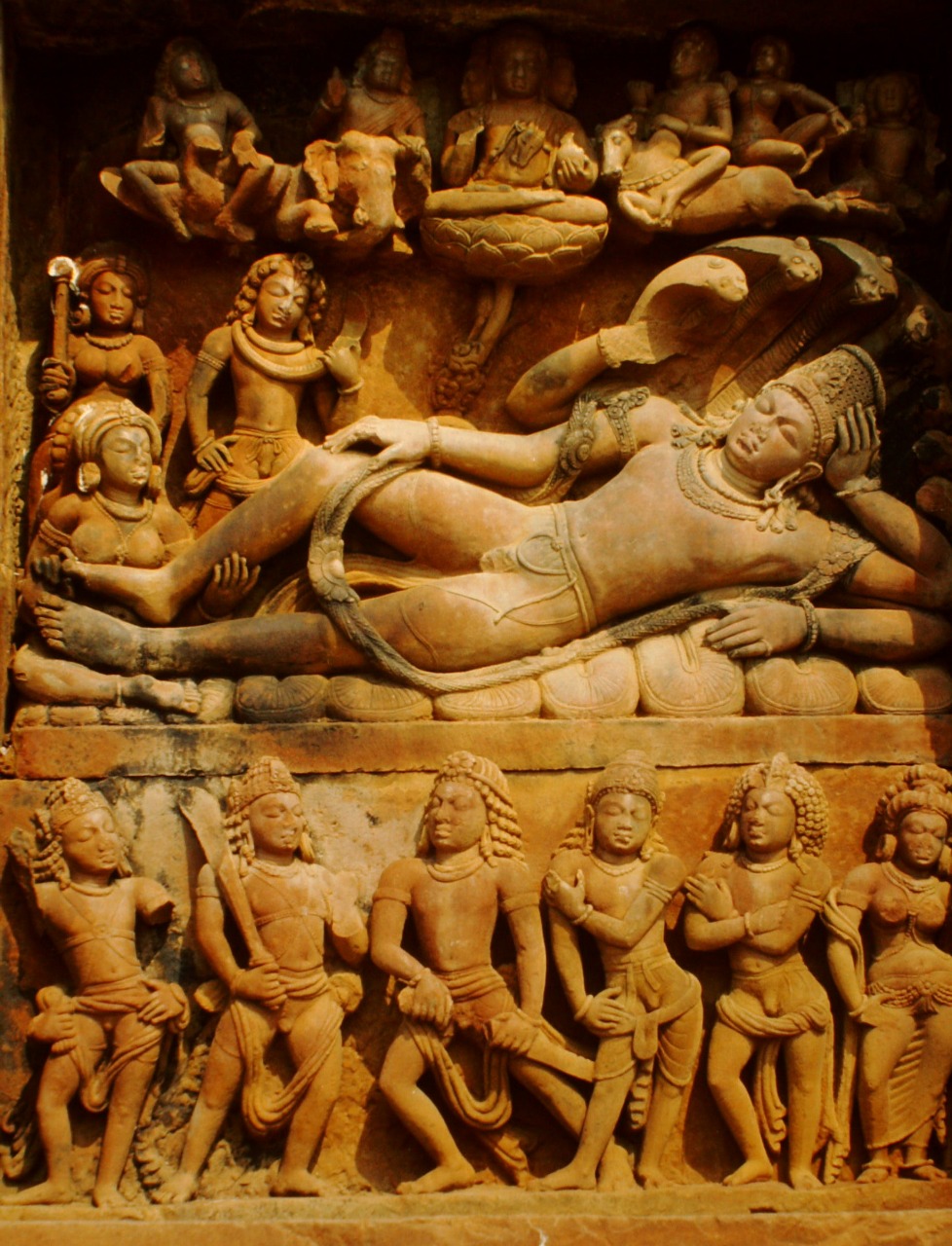 Vishnu sleeping,protected by shesha.